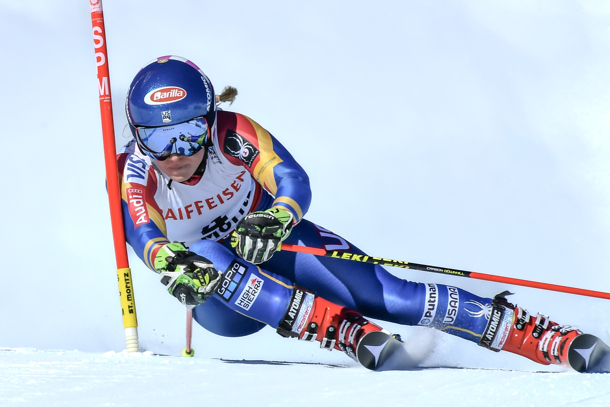 ST MORITZ – February 16, 2017: Mikaela SHIFFRIN (USA) competing in the women's giant slalom event at the FIS Alpine World Ski Championships at St Moritz, Switzerland.